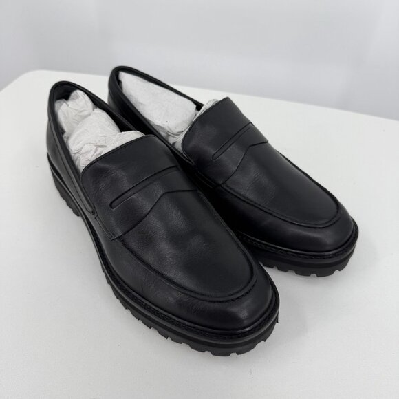 Everlane The Lug Loafer in Black Leather size 11 Women's Chunky Heel - Picture 1 of 9